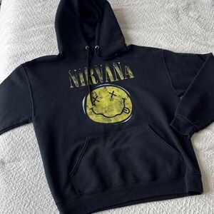 NIRVANA Black Hoodie with Yellow Smiley